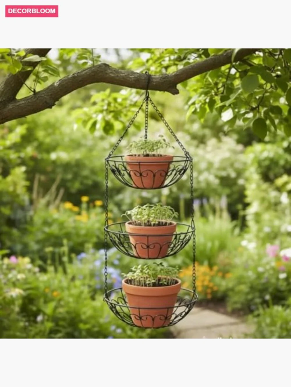 3-Tier Hanging Fruit Basket, Heavy Duty Wire Kitchen Storage Organizer